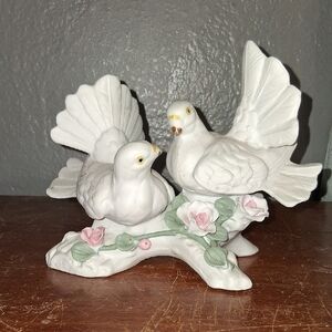 Elegant White Dove Figurine with Pink Accents